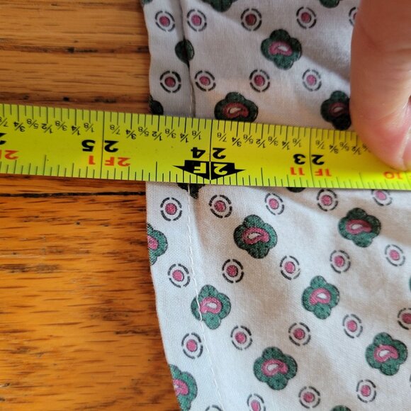 Vintage Sanford White & Green Floral Print Pima Cotton Pajama Set Size M - Picture 6 of 6